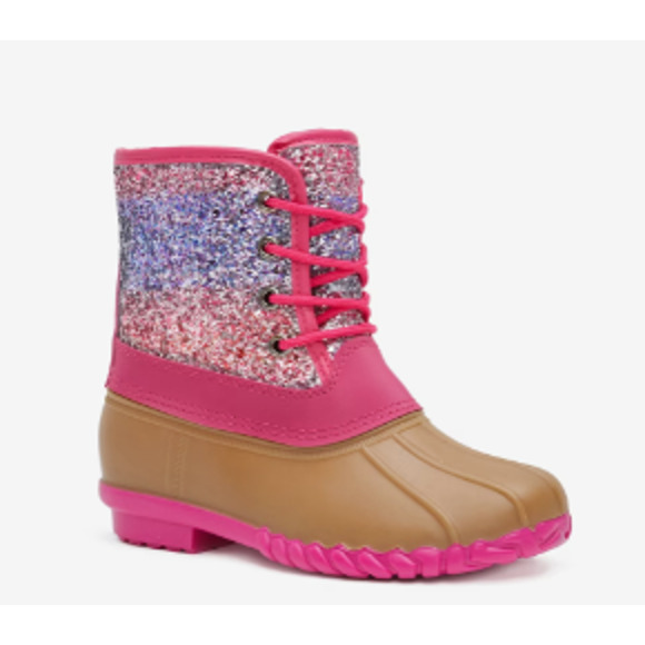 Big Girls  Ombre Glitter Duck Boot Size 2 NWT - Picture 1 of 7